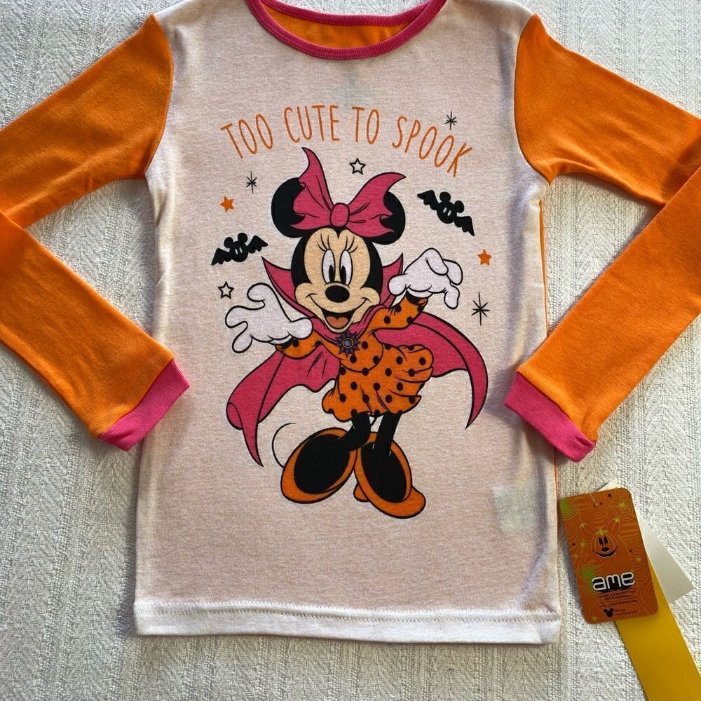 Disney Girl’s Size 10 “Too Cute To Spook” Minnie Mouse Halloween Pajama Set - Picture 2 of 7